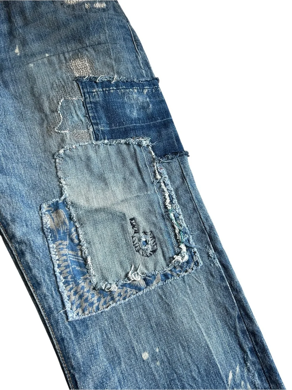 Polo Ralph Lauren Varick Slim Distressed Patchwork Jeans 32x30